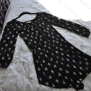 LA Hearts Paisley Black Romper Long Sleeve Size M